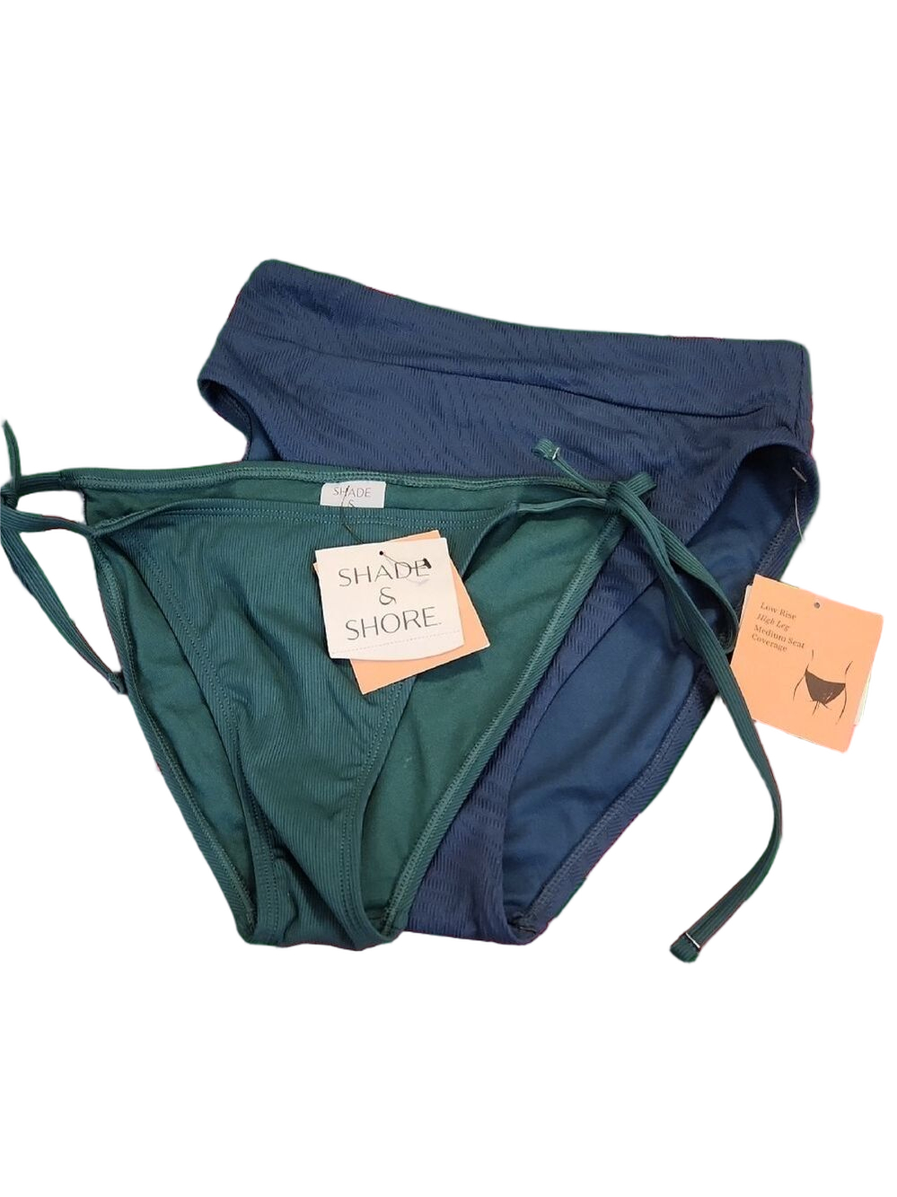 Shade & Shore Blue and Green Bikini Bottoms - Picture 1 of 8